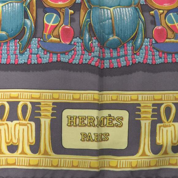 HERMES Authentic Gray Silk Scarf - Picture 3 of 5